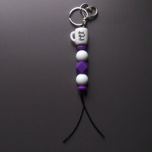 Best Mom Ever Keychain with Heart Clasp Purple and White Beads Gift for Mom